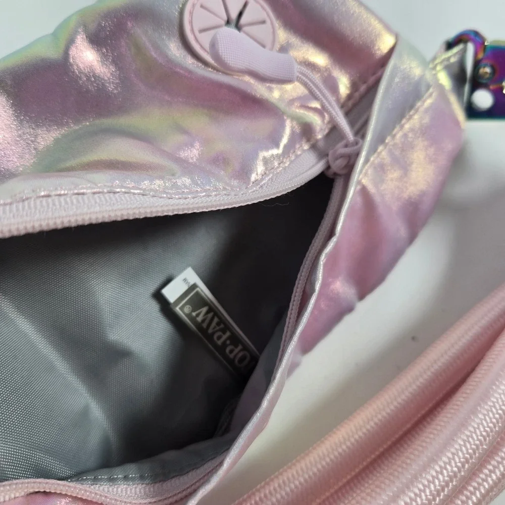 Top Paw Multi-Wear Leash Pouch Pink Purple Iridescent Hands-Free 8ft Pet Gear